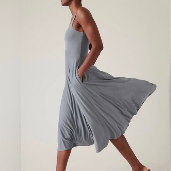 ATHLETA Santorini Midi Dress Coastline Blue L - Picture 11 of 11